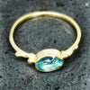 טבעת זהב 14 קראט עם אבן טופז תכלת, טבעת וינטאג' בעבודת יד - Symbolic Design